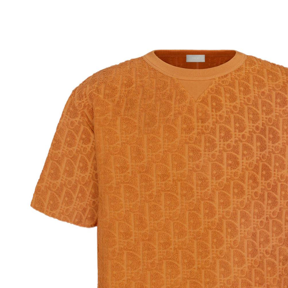 Cheap Camiseta DIOR SS22 Logo Gráfico Cuello Redondo de Algodón Naranja 113J692A0614-C141
