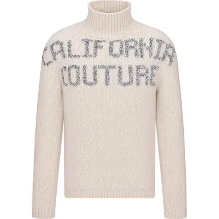 DIOR  SS23 Ivory Letter Print High-Neck Long-Sleeve Sweater. 313M634AT512-C080