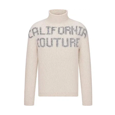 DIOR SS23 Ivory Letter Print High-Neck Long-Sleeve Sweater. 313M634AT512-C080