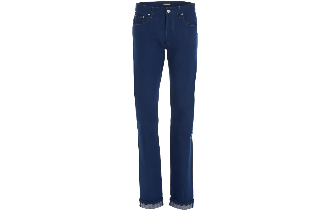 DIOR  Straight-Leg Leather Logo Patch Button Jeans Blue 013DS00B273X-588B