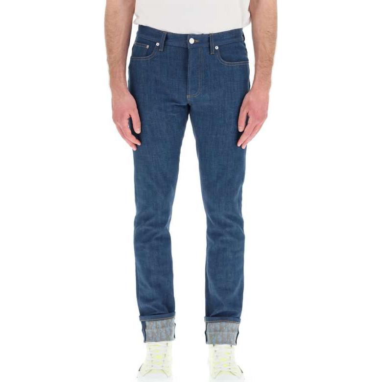 Lookbook DIOR Seluar Jeans Butang Kulit Patch Logo Biru Straight-Leg 013DS00B273X-588B