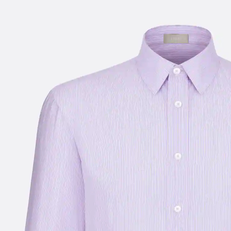 Sizing Camisa DIOR Manga Larga Rayada con Cuello y Botones en Morado Claro. 343C559A5982-C084