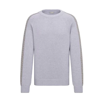 DIOR Striped Knit Crewneck Sweater Gray Long Sleeve 113M638AT187-C880