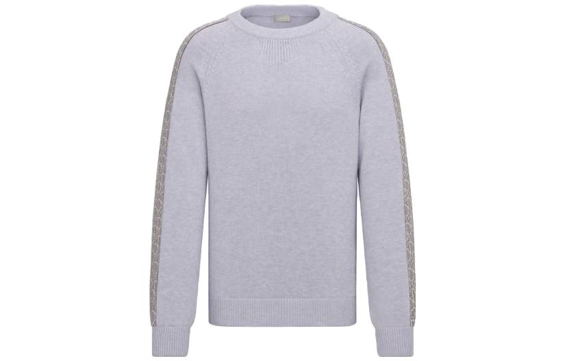 Order DIOR Sweater Rajut Bergaris Abu-abu Lengan Panjang. 113M638AT187-C880