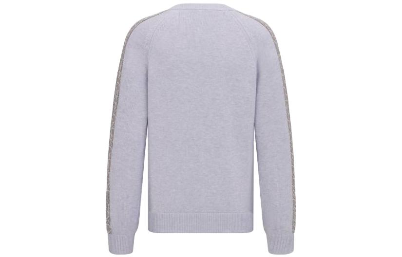 Lookbook DIOR Sweater Rajut Bergaris Abu-abu Lengan Panjang. 113M638AT187-C880