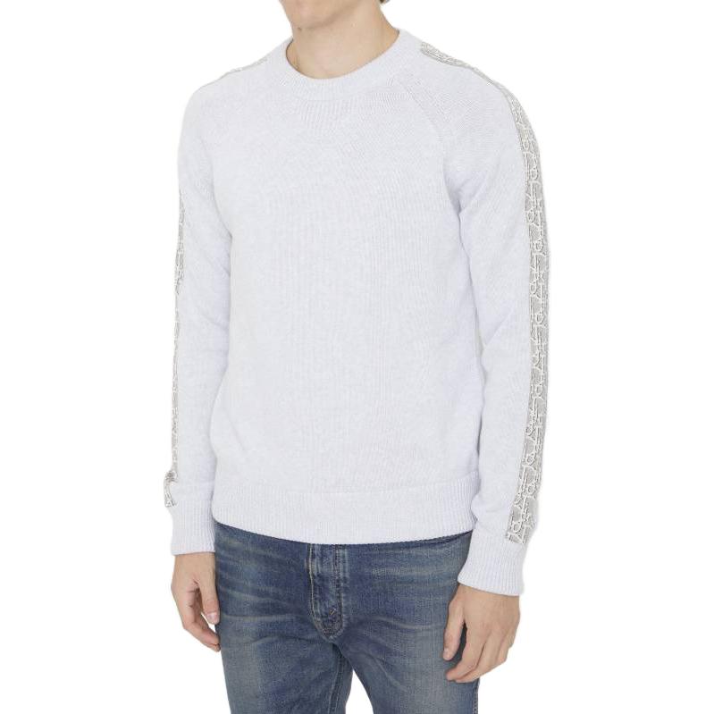 Purchase DIOR Sweater Rajut Bergaris Abu-abu Lengan Panjang. 113M638AT187-C880