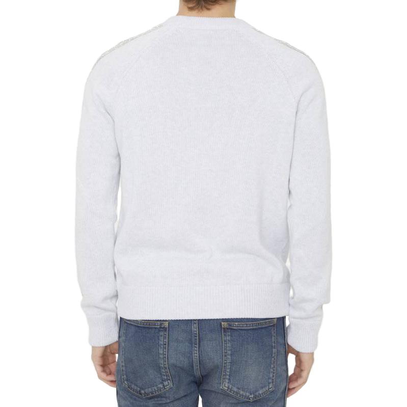 Details for DIOR Sweater Rajut Bergaris Abu-abu Lengan Panjang. 113M638AT187-C880