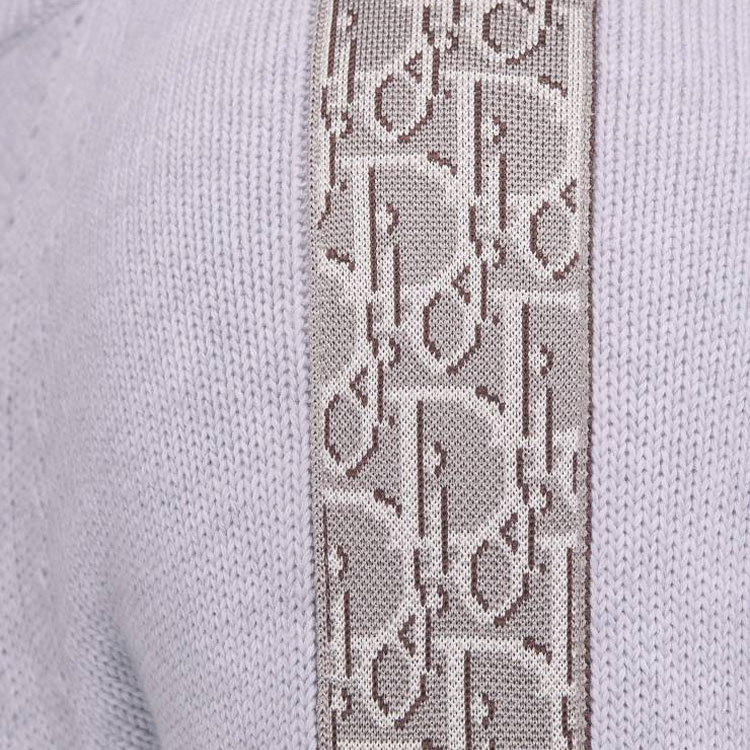 Cheap DIOR Sweater Rajut Bergaris Abu-abu Lengan Panjang. 113M638AT187-C880