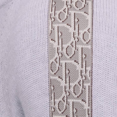 DIOR 條紋針織圓領毛衣 灰色長袖 113M638AT187-C880 Cheap DIOR 條紋針織圓領毛衣 灰色長袖 113M638AT187-C880