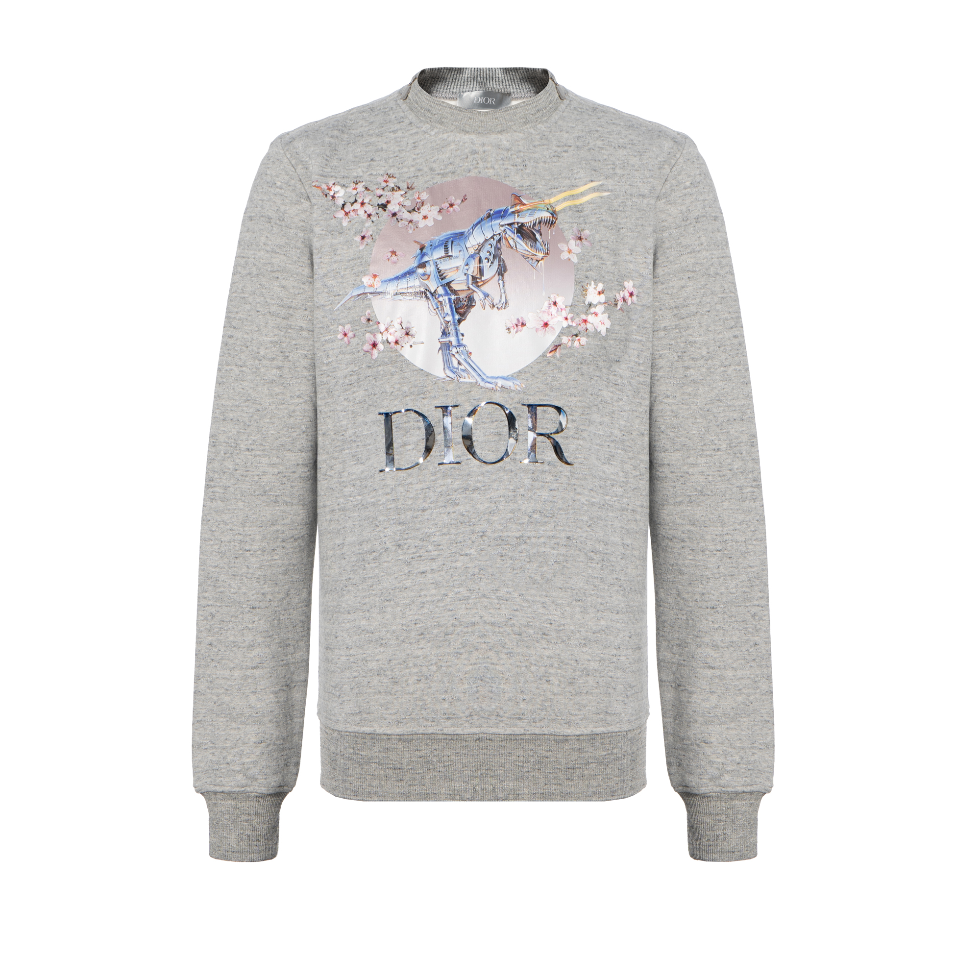 DIOR "T-Rex Cherry Blossom" Grey Unisex Pullover Sweatshirt 933J635B0555-880