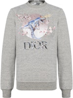 DIOR "T-Rex Cherry Blossom" Grey Unisex Pullover Sweatshirt 933J635B0555-880 DIOR "T-Rex Cherry Blossom" Grey Unisex Pullover Sweatshirt 933J635B0555-880