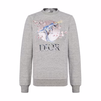 DIOR "T-Rex Cherry Blossom" Grey Unisex Pullover Sweatshirt 933J635B0555-880