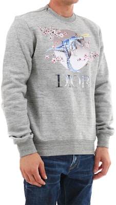 DIOR "T-Rex Cherry Blossom" Grey Unisex Pullover Sweatshirt 933J635B0555-880 Purchase DIOR "T-Rex Cherry Blossom" Grey Unisex Pullover Sweatshirt 933J635B0555-880