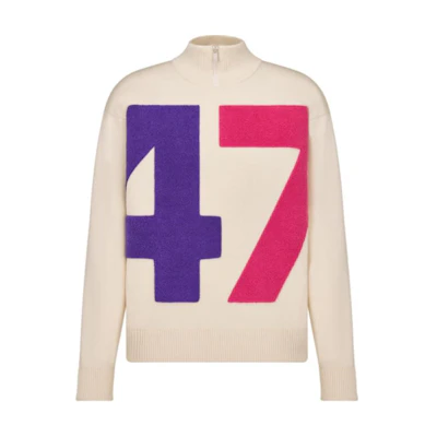 DIOR Two-Tone Half-Zip Knit Sweater Beige Long Sleeve 313M651AT478-CO84