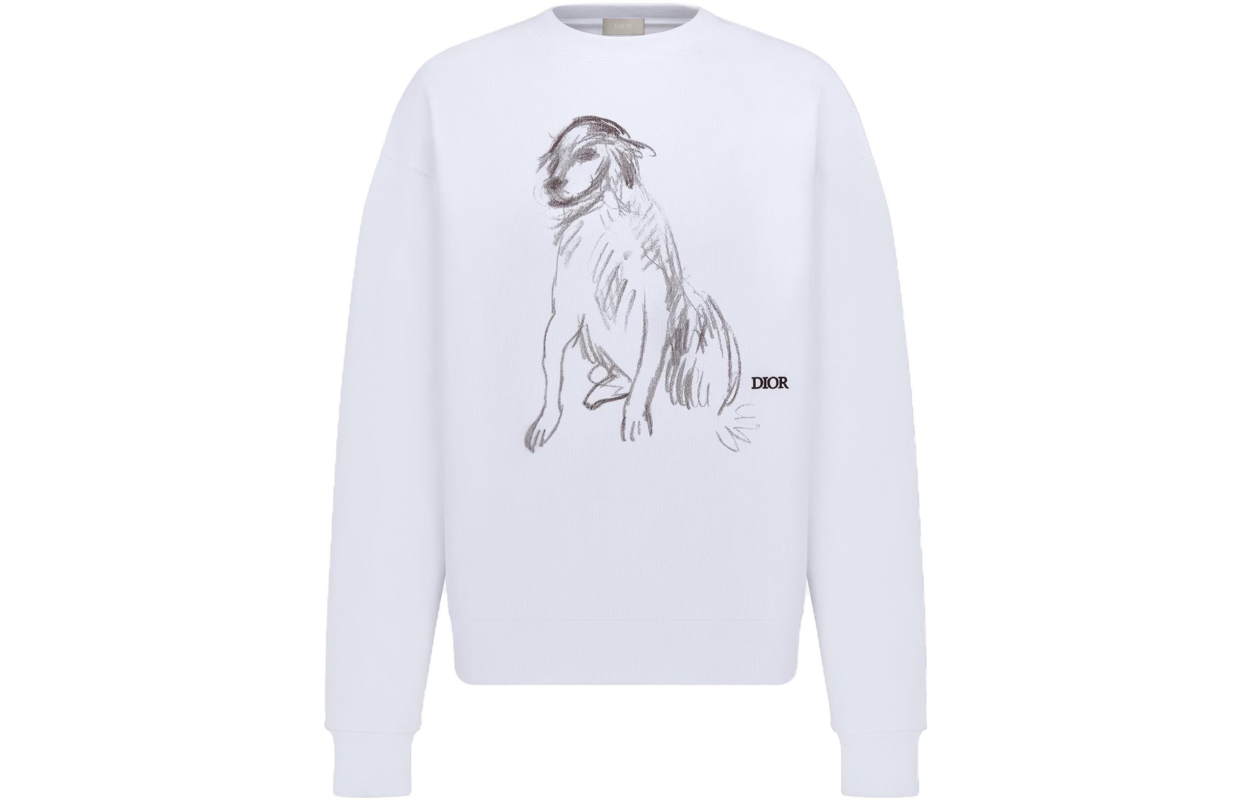 Order 디올 화이트 애니멀 프린트 크루넥 스웨트셔츠 383J679A0807-C088