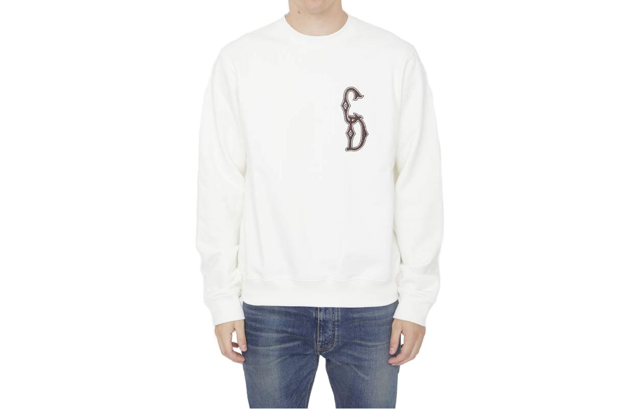 DIOR  White Crewneck Sweatshirt with Solid Logo Embroidery. 343J699A053-1C087
