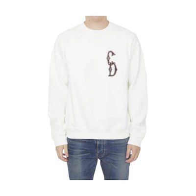 DIOR White Crewneck Sweatshirt with Solid Logo Embroidery. 343J699A053-1C087