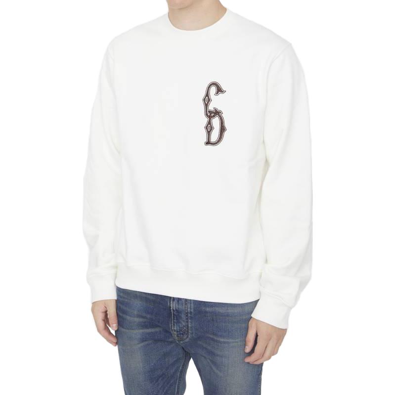 Lookbook DIOR Baju Lengan Panjang Putih dengan Sulaman Logo. 343J699A053-1C087