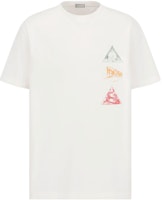 DIOR White Graphic Print Straight-Fit Short Sleeve T-Shirt. 393J696D0817-C089 DIOR White Graphic Print Straight-Fit Short Sleeve T-Shirt. 393J696D0817-C089