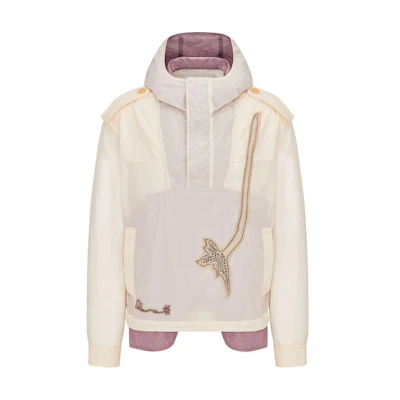 DIOR White Hoodie Pullover Jacket with Pattern Applique. 283C402A5525-C184