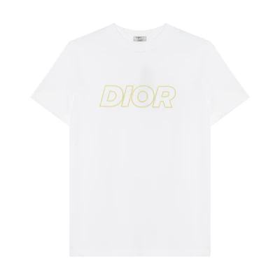DIOR White Letter Print Crewneck Short-Sleeve T-Shirt 393J696E0847-C086