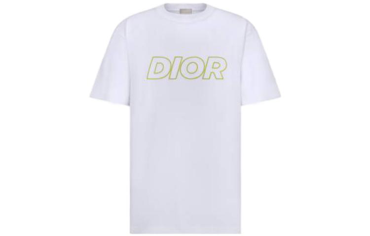 Order DIOR  White Letter Print Crewneck Short-Sleeve T-Shirt 393J696E0847-C086