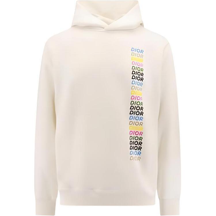 Dior  White Letter Print Long Sleeve Hoodie. 413J646A0531-085