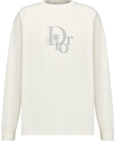 DIOR White Logo Embroidered Crewneck Long Sleeve Casual T-Shirt 313J643A0753-C080 DIOR White Logo Embroidered Crewneck Long Sleeve Casual T-Shirt 313J643A0753-C080