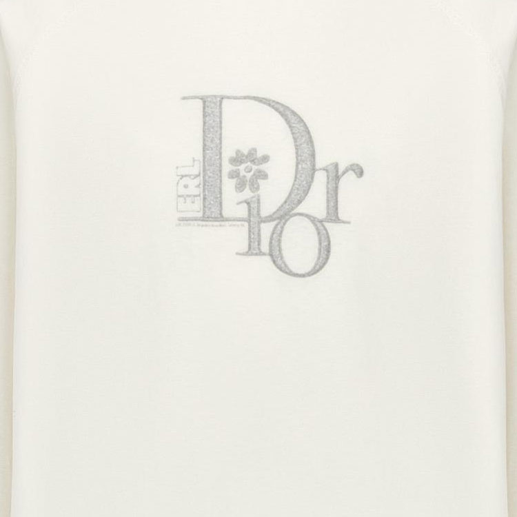 Shop ディオール ホワイト ロゴ刺繍 クルーネック 長袖 カジュアル Tシャツ 313J643A0753-C080