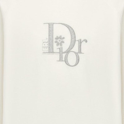 ディオール ホワイト ロゴ刺繍 クルーネック 長袖 カジュアル Tシャツ 313J643A0753-C080 Shop ディオール ホワイト ロゴ刺繍 クルーネック 長袖 カジュアル Tシャツ 313J643A0753-C080
