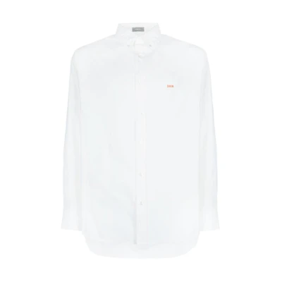 DIOR White Long-Sleeve Shirt with Logo and Pointed Collar. 413C504A6017-C082