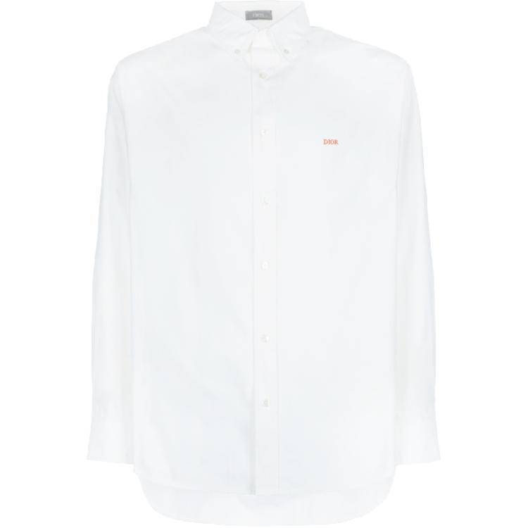 Order DIOR 白色长袖衬衫带标志及尖领 413C504A6017-C082