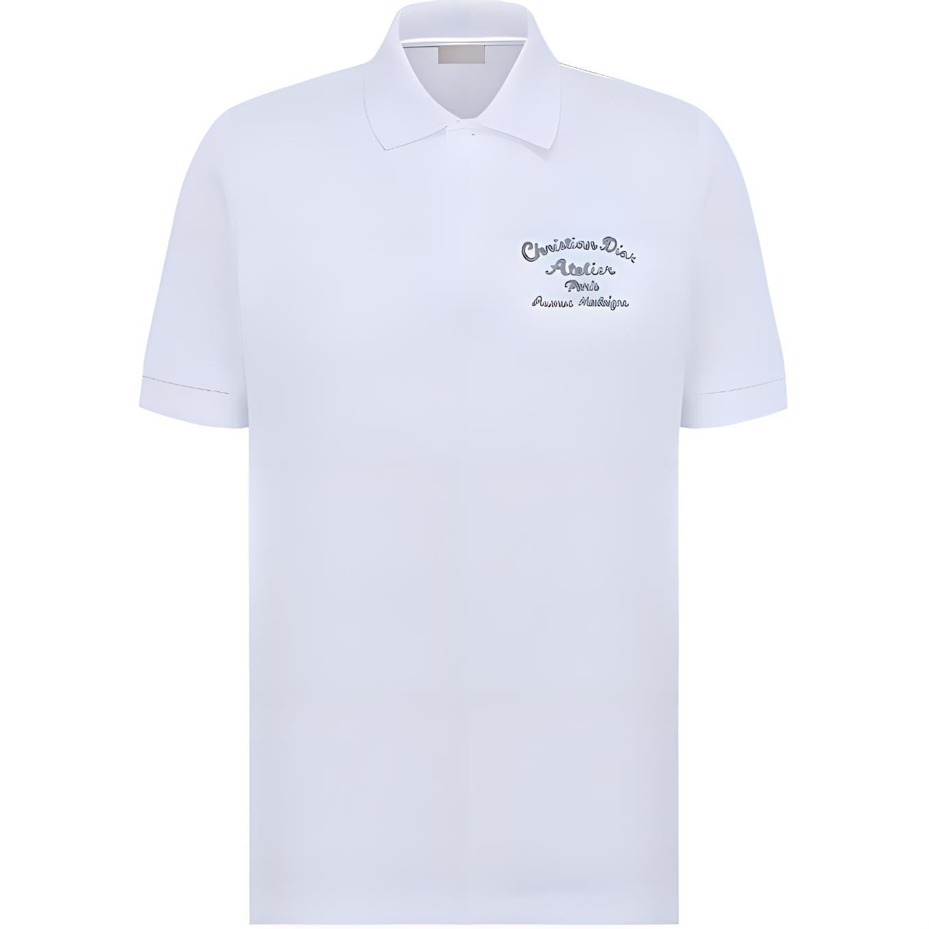 DIOR  White Polo Shirt with Letter Embroidery. 293J832A0448-C088