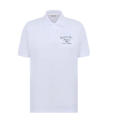 DIOR White Polo Shirt with Letter Embroidery. 293J832A0448-C088