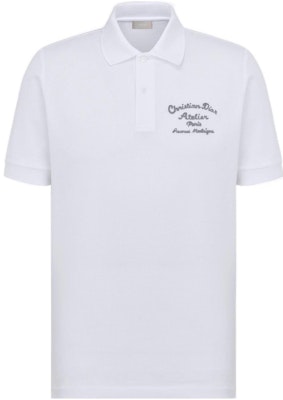 DIOR White Polo Shirt with Letter Embroidery. 293J832A0448-C088 Order DIOR White Polo Shirt with Letter Embroidery. 293J832A0448-C088