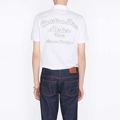DIOR White Polo Shirt with Letter Embroidery. 293J832A0448-C088 Sizing DIOR White Polo Shirt with Letter Embroidery. 293J832A0448-C088