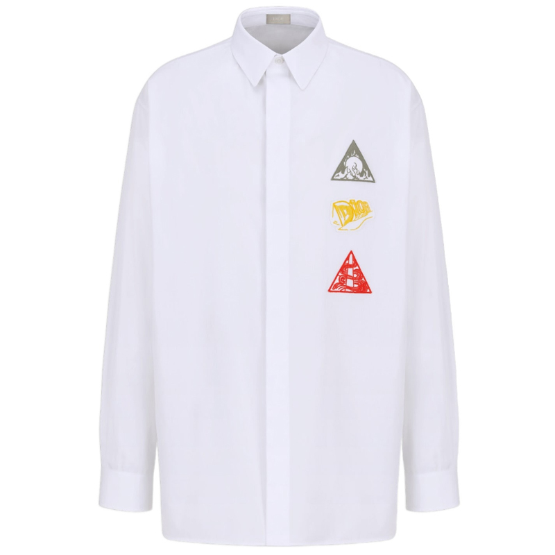 DIOR  White Printed Long Sleeve Casual Shirt. 393C531A1581-C089