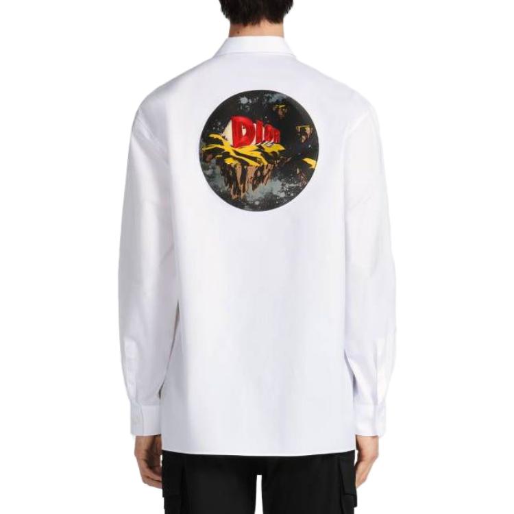 Shop DIOR 白色印花长袖休闲衬衫. 393C531A1581-C089