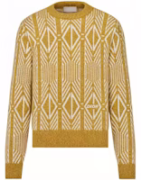 DIOR Yellow Diamond Pattern Knit Pullover Sweater Long Sleeve 313M650AT477-C180 DIOR Yellow Diamond Pattern Knit Pullover Sweater Long Sleeve 313M650AT477-C180