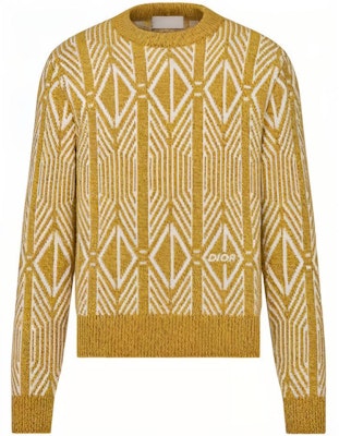 DIOR 黃色鑽石圖案針織長袖毛衣 313M650AT477-C180 Buy DIOR 黃色鑽石圖案針織長袖毛衣 313M650AT477-C180