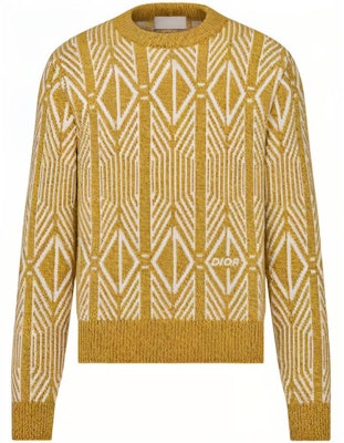 DIOR 黃色鑽石圖案針織長袖毛衣 313M650AT477-C180 Order DIOR 黃色鑽石圖案針織長袖毛衣 313M650AT477-C180