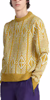 Shop DIOR 黃色鑽石圖案針織長袖毛衣 313M650AT477-C180