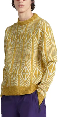 DIOR 黃色鑽石圖案針織長袖毛衣 313M650AT477-C180 Shop DIOR 黃色鑽石圖案針織長袖毛衣 313M650AT477-C180