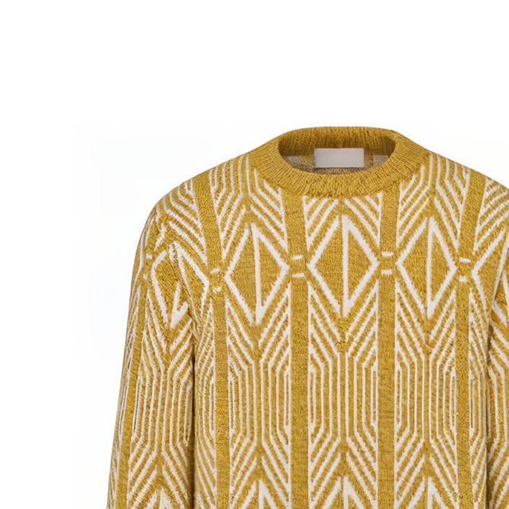 Sizing DIOR 黃色鑽石圖案針織長袖毛衣 313M650AT477-C180