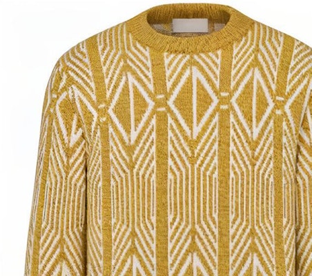 DIOR 黃色鑽石圖案針織長袖毛衣 313M650AT477-C180 Sizing DIOR 黃色鑽石圖案針織長袖毛衣 313M650AT477-C180