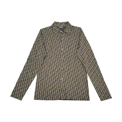 DIOR Yellow Logo Print Long Sleeve Button-Up Shirt. 023M550AT425-C182