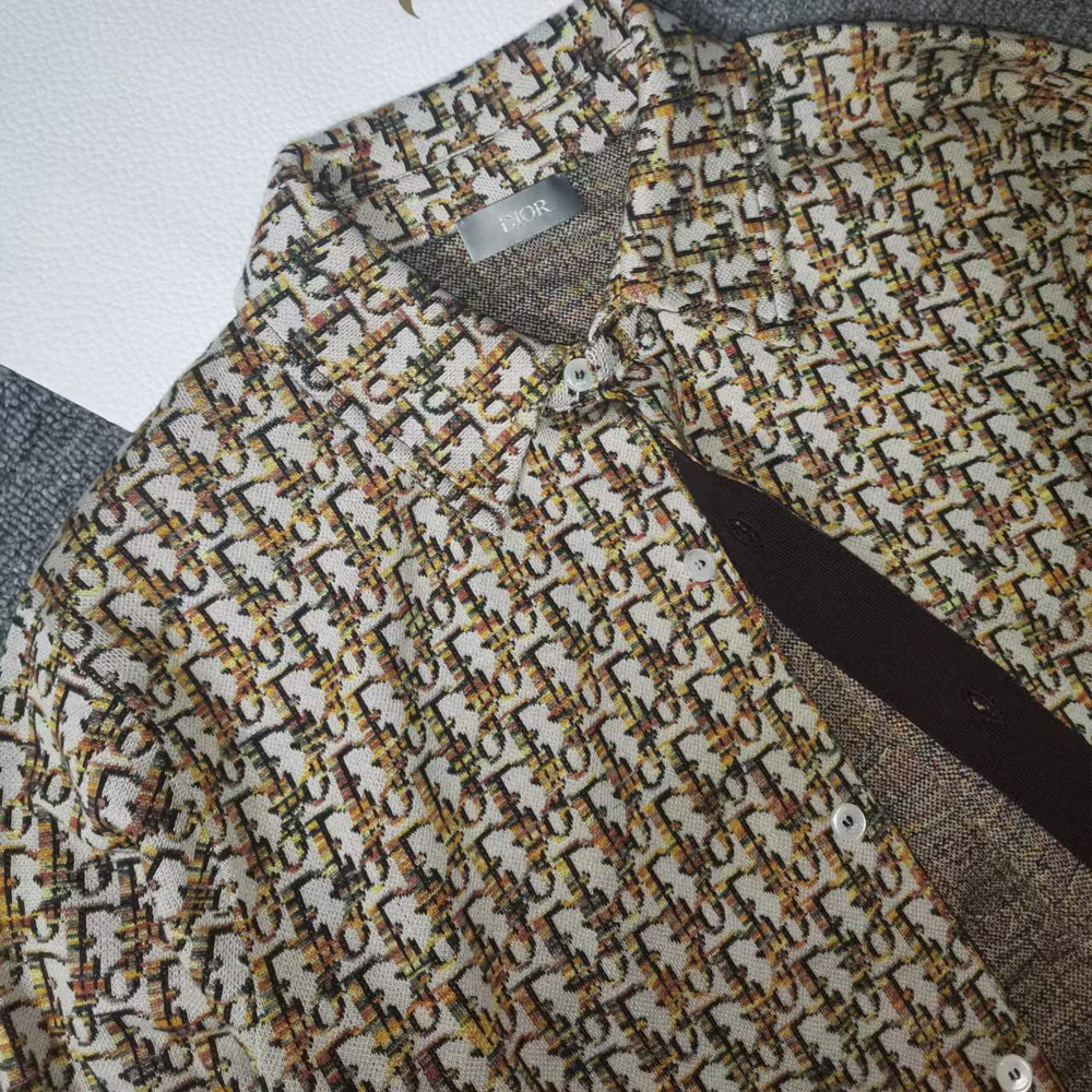 Details for DIOR 黄色标志印花长袖纽扣衬衫 023M550AT425-C182