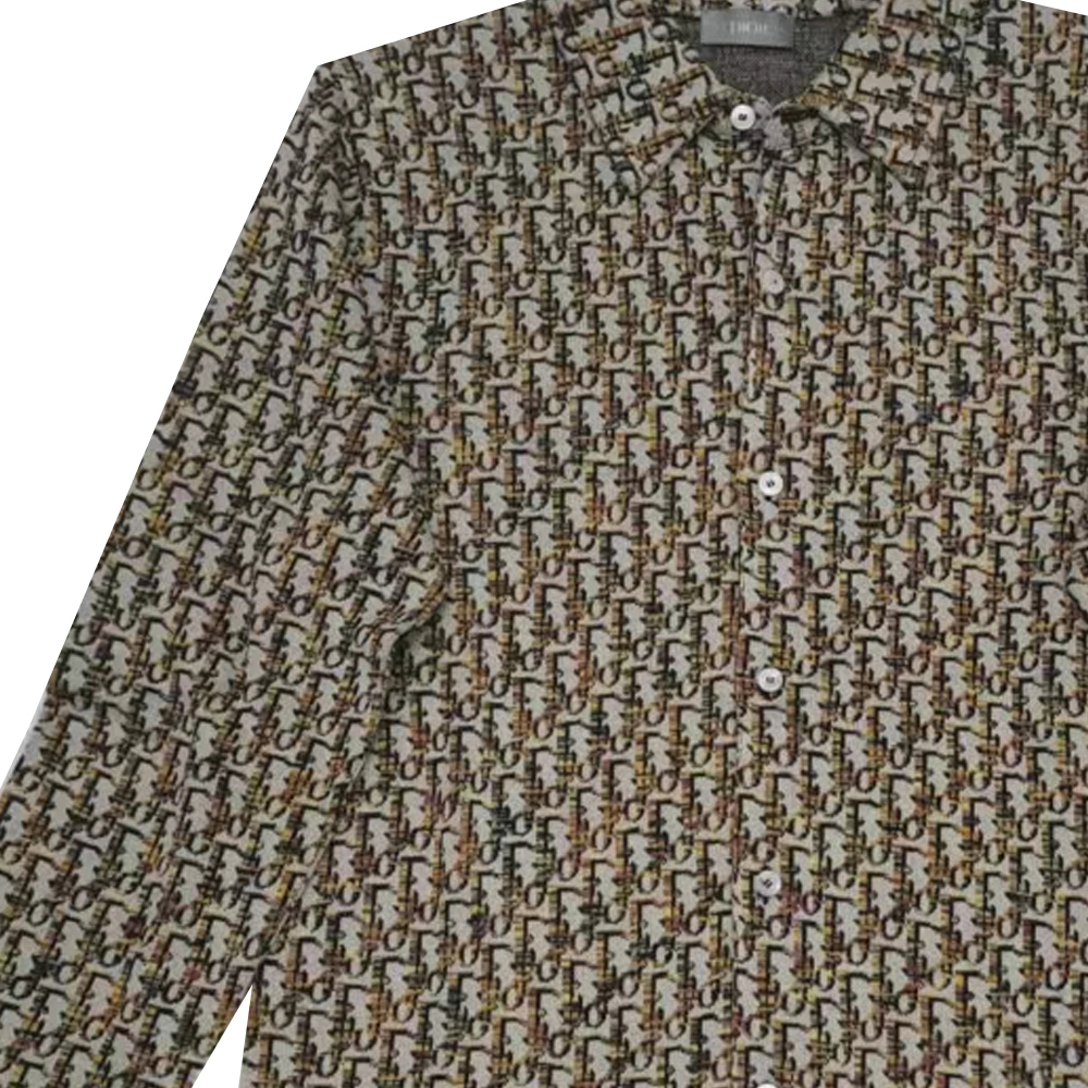 Sizing DIOR 黄色标志印花长袖纽扣衬衫 023M550AT425-C182