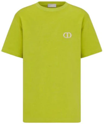 DIOR Yellow Plain Knit Logo Embroidered Short Sleeve T-Shirt 943J605A0554-C681 Order DIOR Yellow Plain Knit Logo Embroidered Short Sleeve T-Shirt 943J605A0554-C681