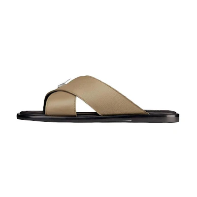 Dior Alias Leather Flat Slide Sandals 'Beige'